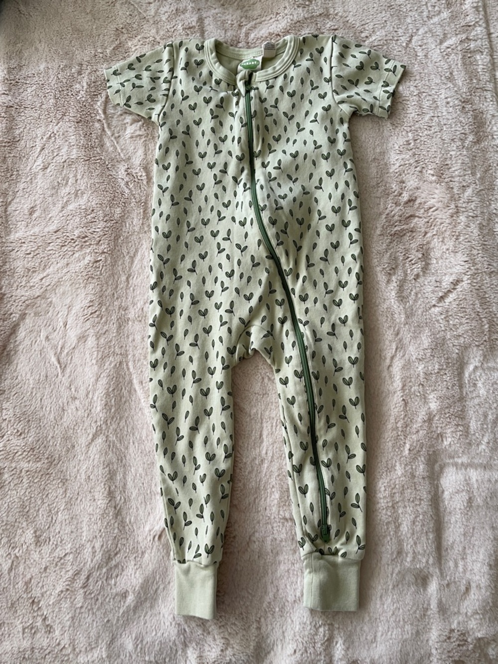 Parade Organic Green Sprout Print Kids One-Piece short sleeveRomper